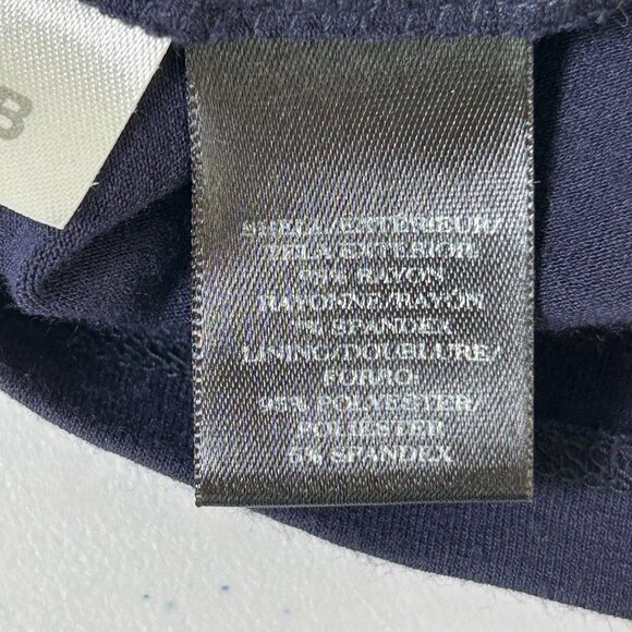 Ann Taylor Sheath Dress Size 2 Navy Sleeveless Ruched Asymmetrical Neck Stretch - Picture 6 of 12